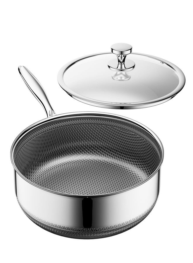 ZEROPAN Frying Pans Nonstick with Lid,Hybrid Nonstick 4-Quart Deep Sauté Pan, Stay-Cool Handle,PFAS PFOA PTFE Free,10 Inch Deep Frying Pan Dishwasher-Friendly, Oven-Safe, Compatible with All Cooktops - Image 1